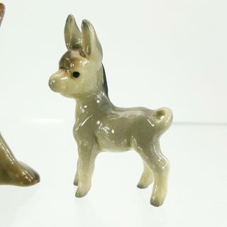 Vintage Hagen Renaker Miniature Figurine Set Burro w Harness & Baby Gray Donkey 2