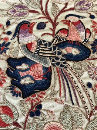 Antique Chinese Silk Panel Robe ?hand Embroidered Peking Knot Forbidden Stitch