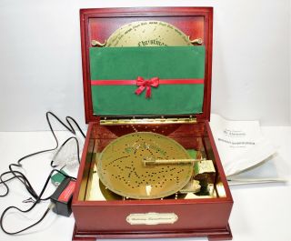 Holiday Symphonium By Mr.  Christmas Wooden Music Box Mib With 16 Disks