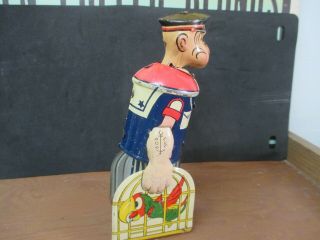 Marx 1930 ' s Popeye Tin Wind - Up Walking Tin Toy with Parrots in Cages 3