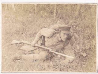 Wwii Imperial Japanese Army Ija Soldier Rifle Fixed Bayonet Pre - 1939 Photo