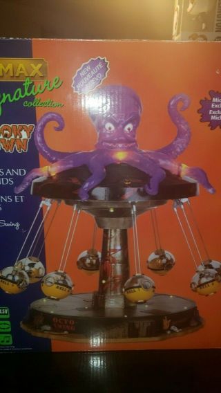 2013 Rare Retired Lemax Spooky Town Lights & Motion Octo Swing