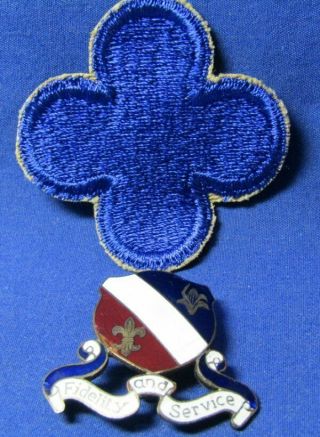 Wwii 88th Division 350th Infantry Blue Devils Fidelity & Service Di Pin & Patch