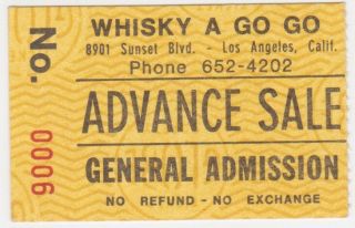 Whisky A Go Go Dr.  Feelgood Ticket Stub December 18,  1980 Vintage 12/18/80