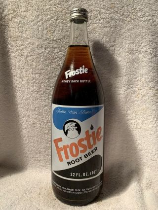 Full 32oz Frostie Root Beer 3 Color Acl Soda Bottle Camden,  N.  J.