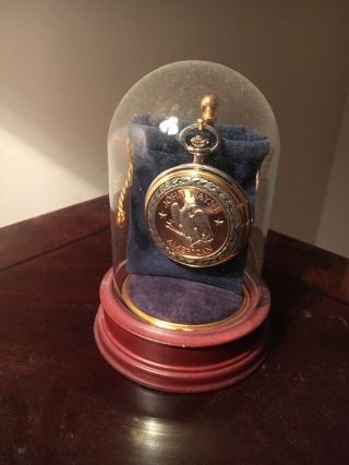 Franklin John Wayne Eagle Pocket Watch With Globe Stand