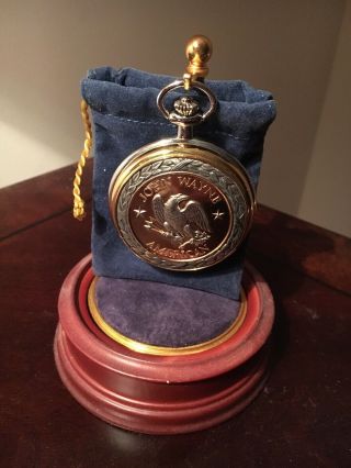 Franklin John Wayne Eagle Pocket Watch With Globe Stand 2