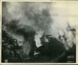 1944 Press Photo Captured German Tanks Are Burned In Belgium,  World War Ii