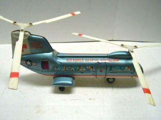 Large 1962 Marx Tin Battery Op Air Force Rescue Battalion Helicopter.  A, .