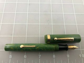 Judd ' s Vintage Restored Diamond Point Oversize Green Fountain Pen 14kt.  Gold Nib 2