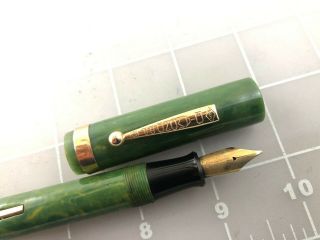 Judd ' s Vintage Restored Diamond Point Oversize Green Fountain Pen 14kt.  Gold Nib 3