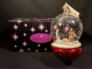 Hand Blown Christopher Radko “nativity Snowfall” Christmas Ornament W/ Box & Tag