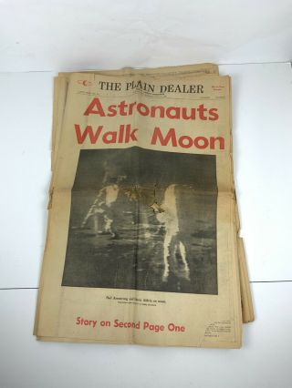 Vintage The Plain Dealer July 21,  1969 - Astronauts Walk On Moon Newspaper