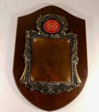 Fire Department Presentation Plaque,  Blank,  Measures 16 1/2 By 11 Inches
