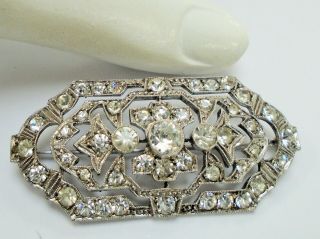 Very Fine Quality Large Antique Sterling Silver & Diamond Paste Brooch