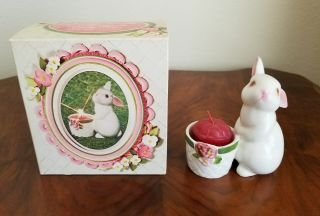 Vintage 1980 Avon Easter " Bunny Bright " Ceramic Candle Holder