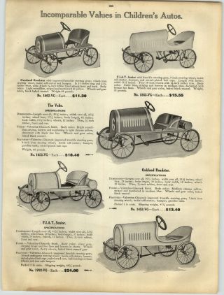 1919 Paper Ad Pedal Car Cadillac Packard Roamer Scripps Booth Velie Fiat Oakland
