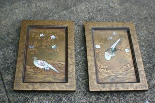 Chinese Japanese Wooden Lacquer Painted With Mother Of Pearl Picture