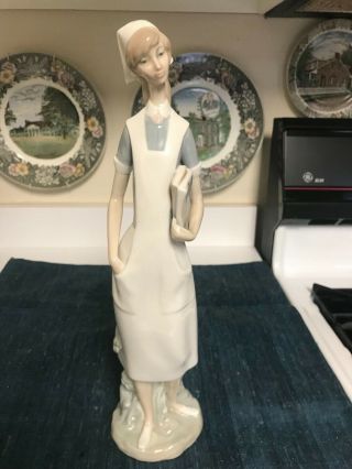 Vintage Large 14 1/4 " Lladro 4603 Nurse Figurine Glazed