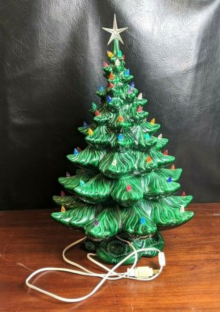 Vintage Atlantic Mold 74 Large Ceramic Christmas Tree With Base And Star 25 " L19