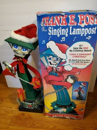Vintage 1997 Telco Frank E.  Post Christmas Animated Singing Lamppost 22 "