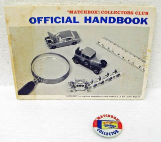 1969 Matchbox Collectors Club Official Handbook And Button Usa