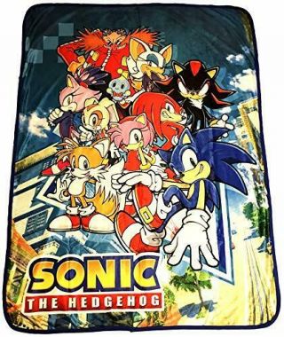 Great Eastern Ge - 57717 Sonic The Hedgehog Big Group Sublimation Throw Blanket,