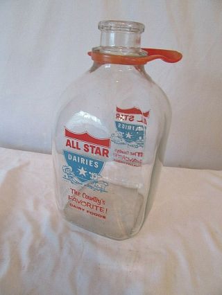All Star Dairies One Gallon Milk Bottle Scrarce Boy With Cow