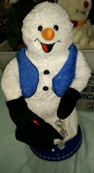 Gemmy Animated Christmas Spinning Snowflake Snowman Snow Miser Sings Dances Blue
