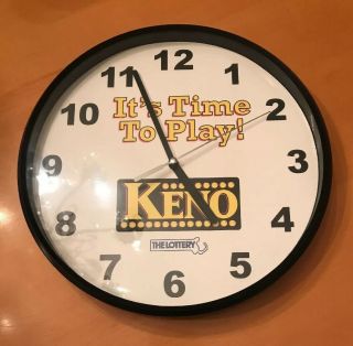 Massachusetts Ma The Lottery /keno Advertising Wall Clock It’s Time To Play