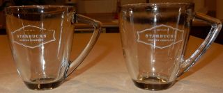 2 Starbucks Coffee Clear Glass Cups Mugs