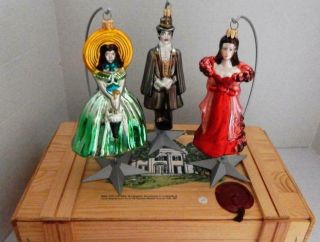 Gone With The Wind Hand Blown Glass Ornaments - Polonaise - Set Of 3 In Wood Box
