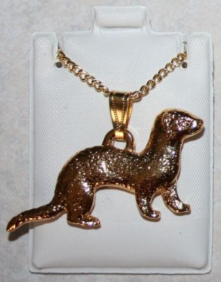 Ferret Pet 24k Gold Plated Pewter Pendant Chain Necklace Jewelry Usa Made