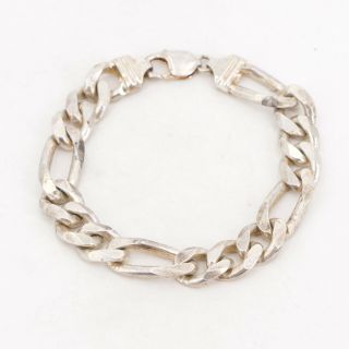 Sterling Silver - Italy 12mm Figaro Link Chain 9 " Bracelet - 60.  5g
