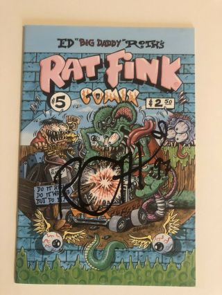 1997 Ed " Big Daddy " Roth Signed Rat Fink Comix 5 - Comic Book - Autograph