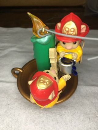 Hallmark 1999 Flame Fighting Friends Christmas Ornament Mice Firemen Candle