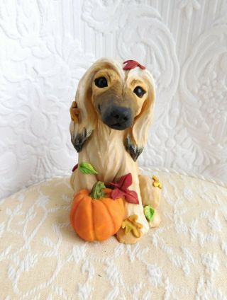 Afghan Hound Autumn Sculpture Clay Hand Sculpted Dog By Raquel