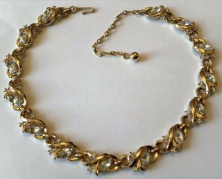 Vintage Crown Trifari Signed Clear Rhinestone Necklace S1