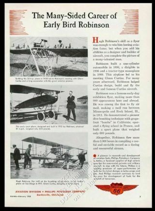1958 Glenn Curtis Hugh Robinson 3 Plane Photo Phillips 66 Aviation Fuel Print Ad
