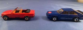 Vintage Matchbox - Mb39 - Bmw Cabriolet 323i Red 1985 & Audi Quattro Blue 1982 Good