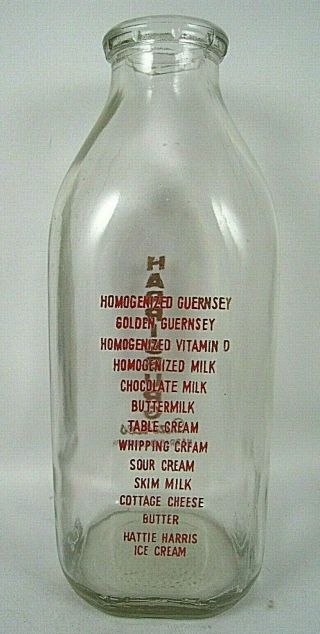 Harrisburg Dairies Glass Milk Bottle Red Lettering By Rosso Glass Keystone Mark 2