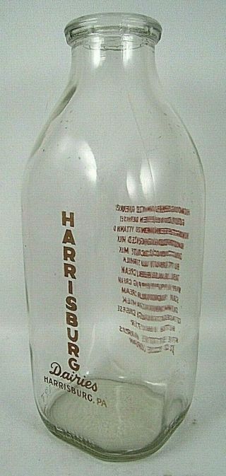 Harrisburg Dairies Glass Milk Bottle Red Lettering By Rosso Glass Keystone Mark 3