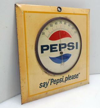 Old Vintage Pepsi Please Soda Can Thermometer Perfect 1960s 2
