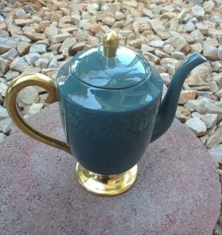 Flintridge Vintage China Sylvan Teal Green Gold Trim Coffee Pot W/ Lid