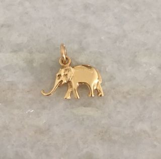 Vintage 14k Yellow Gold Elephant Charm Trunk Up Good Luck