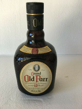 1 Empty Grand Old Parr Scotch Whiskey Bottle W/ Cork 750 Ml Unique Finish
