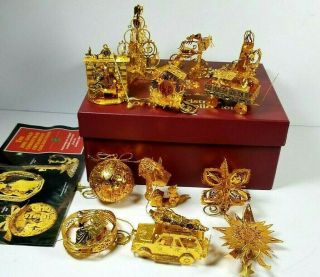 Danbury 2001 Gold 23k Plated Christmas Ornaments Set Of 12 Wt Box