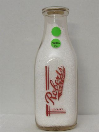 Tspq Milk Bottle Roberts Jersey Dairy Farm Utica Ny Oneida County Jersey Milk 55