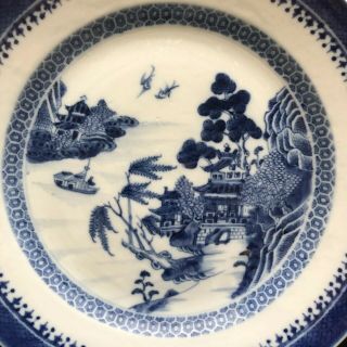 Fine Antique Chinese Canton Export Porcelain Blue White Willow Plate Art 3 OF 3 2