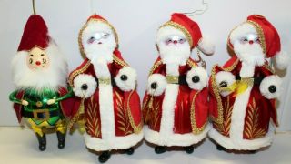 3 Soffieria De Carlini Christmas Ornaments Hand - Blown Santa Claus X 3.  (4 Total)